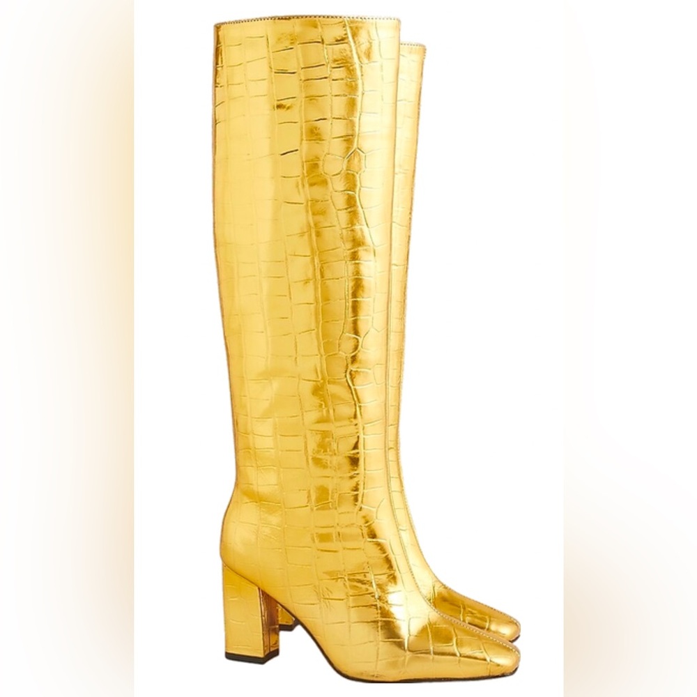 J Crew Gold Croc Boots - sz 39